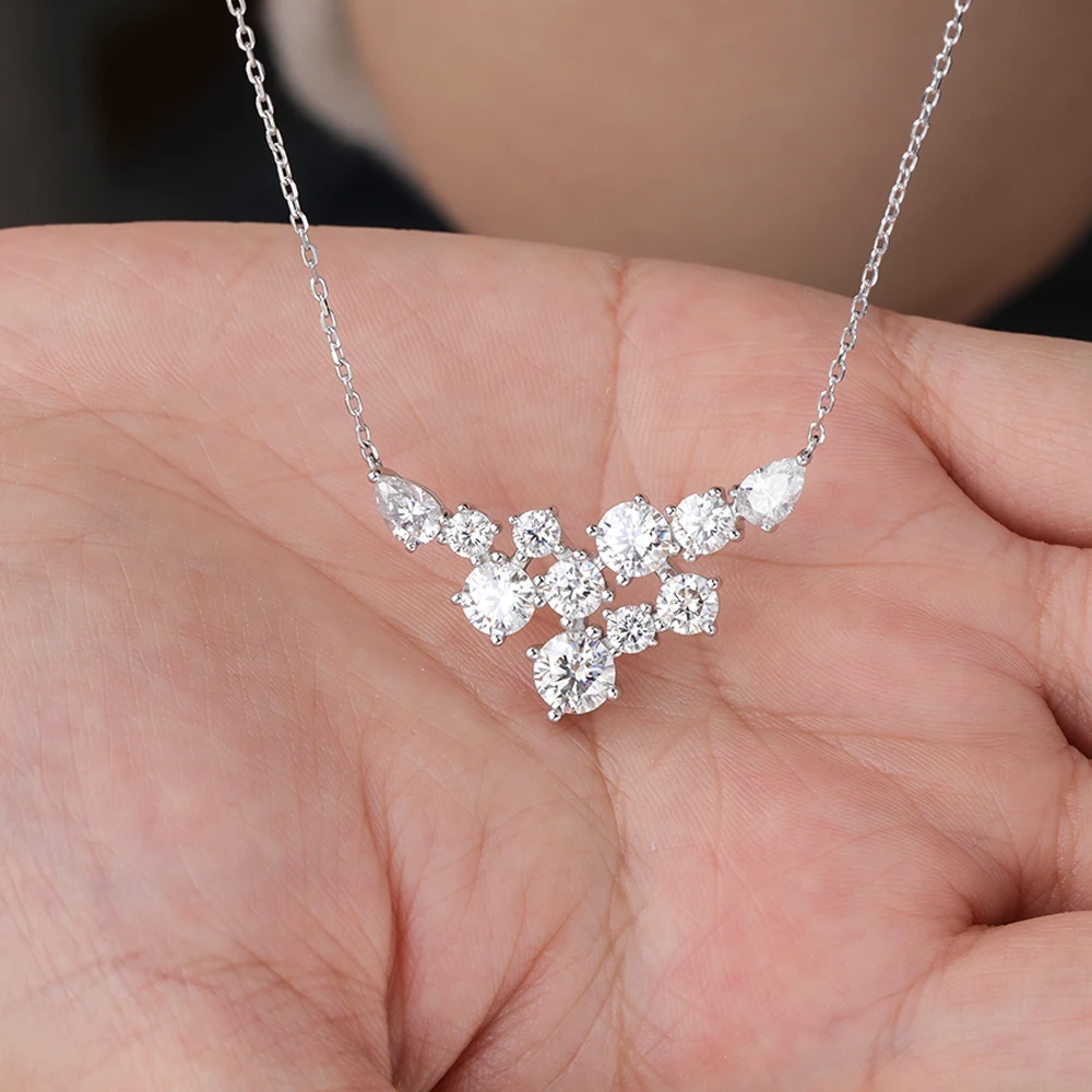 S19ffa9993bc54aa69fd358be28582f26N 4.8cttw Full Moissanite Pendant Necklace for Women S925 Silver Round & Pear Cut Lab Diamond Necklace Party Wedding Jewelry Gift Mallzona