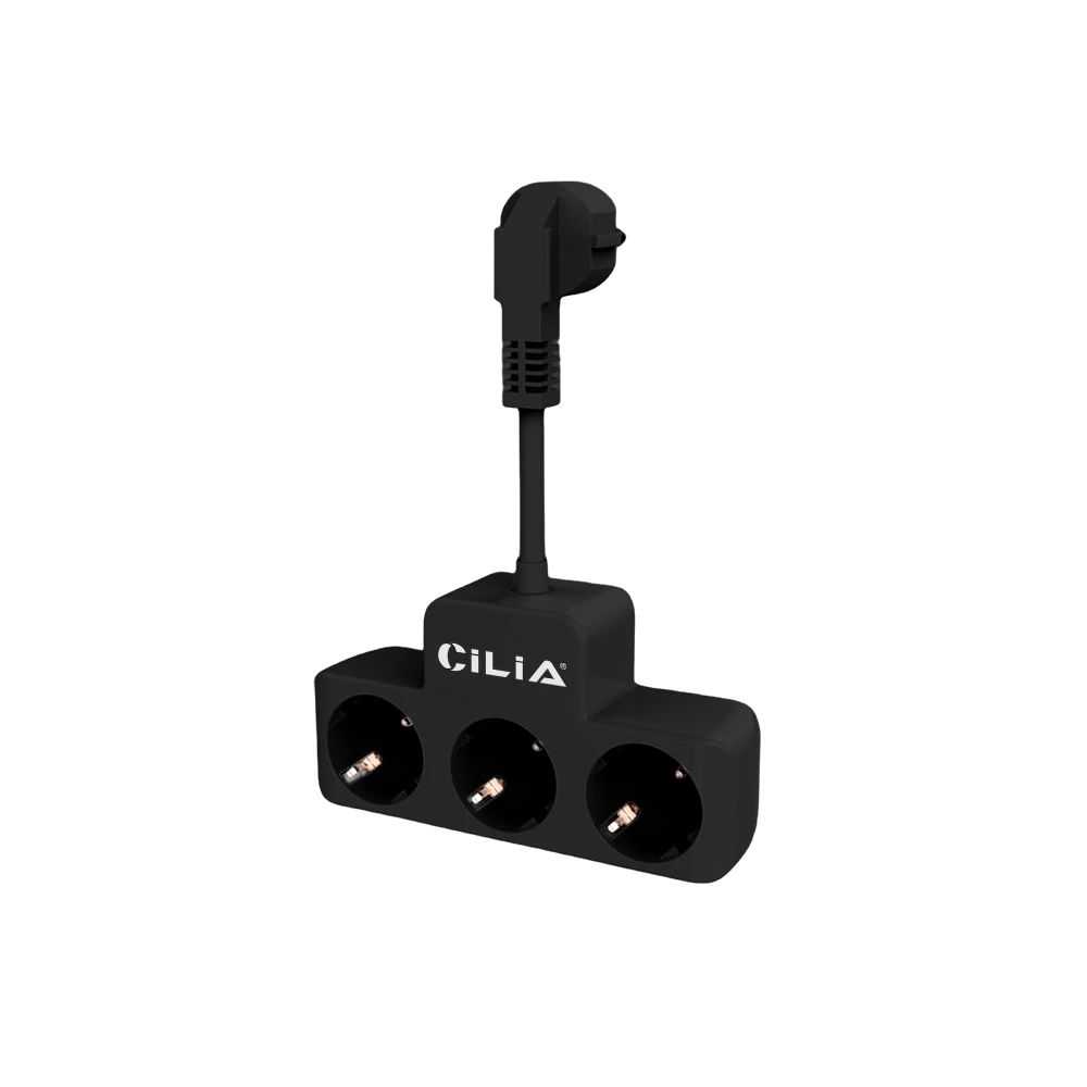 High-Power Euro Wall Plug Charger with Short Cord and Dual-Color Options, 3-Port Charging Station
