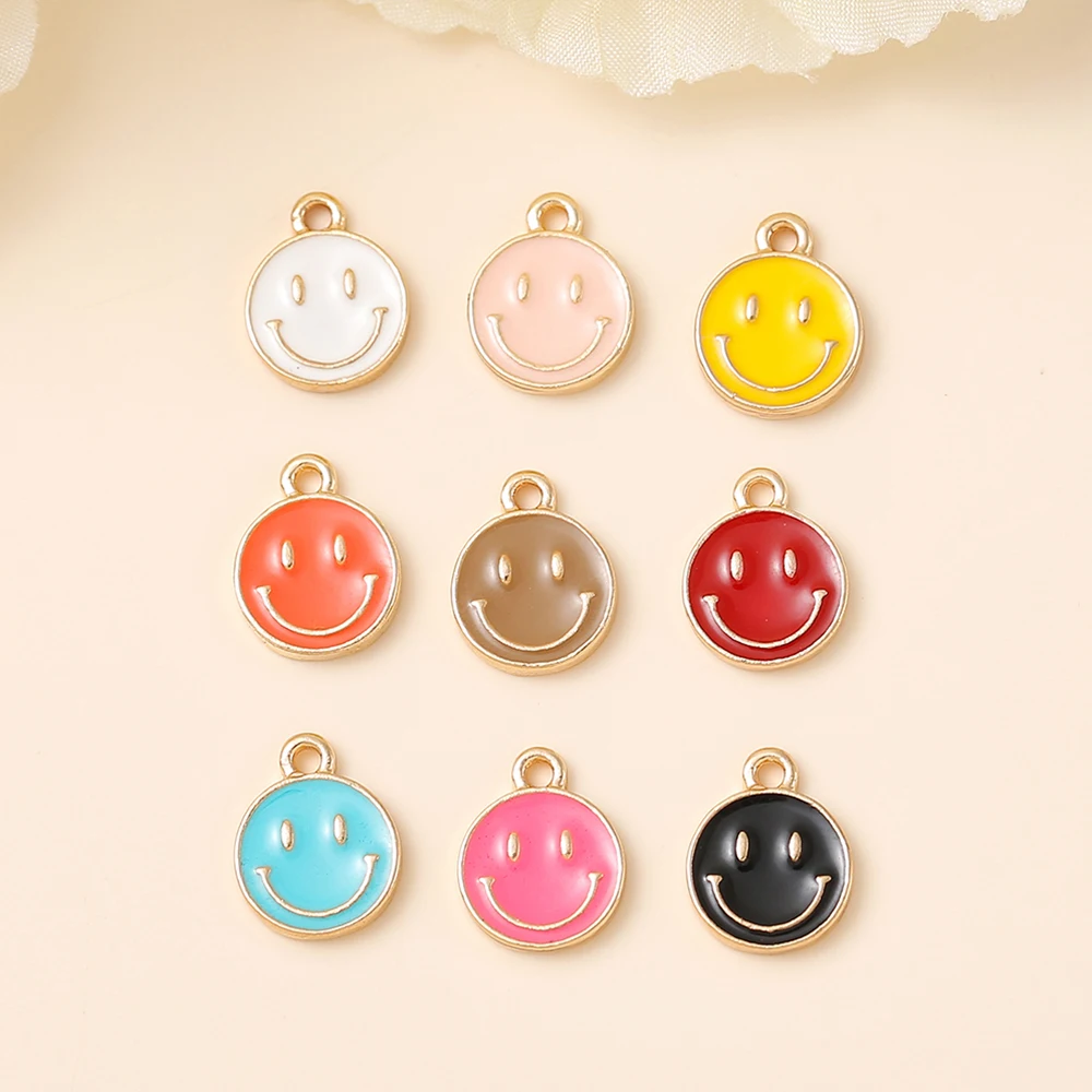 

Оптовая продажа с фабрики, латунные подвески золотого цвета с капающим маслом и улыбкой, подвески, ожерелье и браслет, серьги, ювелирные изделия «сделай сам»