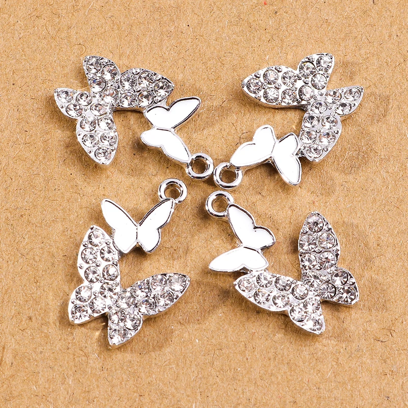 10 Stück 12*23mm Cartoon-Kristall-Schmetterlingsanhänger für die Schmuckherstellung, Ohrringe, Halsketten, DIY-Armbänder, Bastelbedarf – Detail 9
