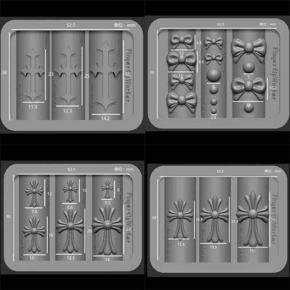 새로운 네일 아트 몰드 3D 실리콘 크로스 릴리프 조각 DIY 디자인 템플릿 스텐실 재사용 가능한 네일 부품 장식 매니큐어 도구