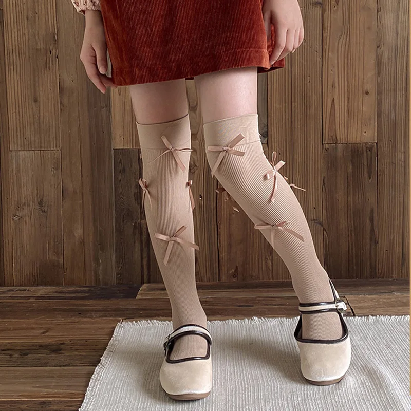 Spring Autumn Cute Fashion Bows Kids Legging Stocking Sock School Korean Fashion Bow Knee High Sock Children Cotton Stockings