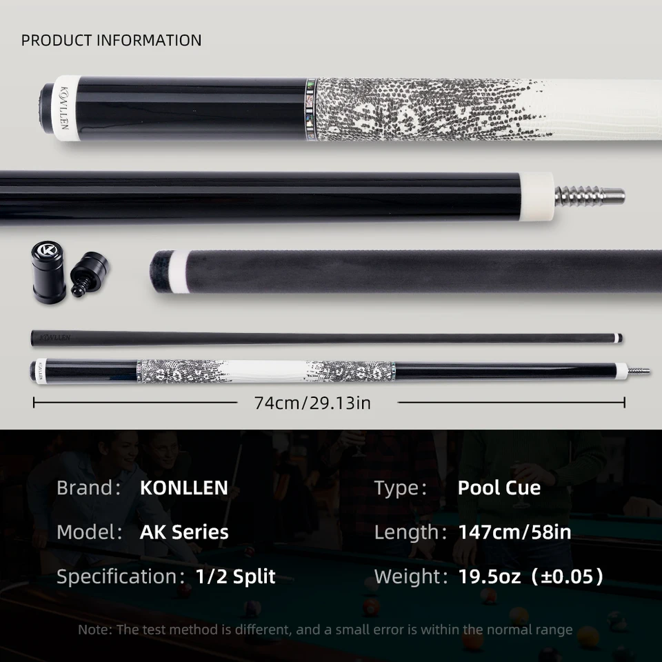 KONLLEN カーボンファイバービリヤードキュー スティック 低偏向 12.5