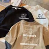 2025 Spring and Autumn Children's Long Sleeve Tees Fake Two Piece Girl's Sweatershirt 1-7Y Boys Casual Loose Pullover Dino Tops 4