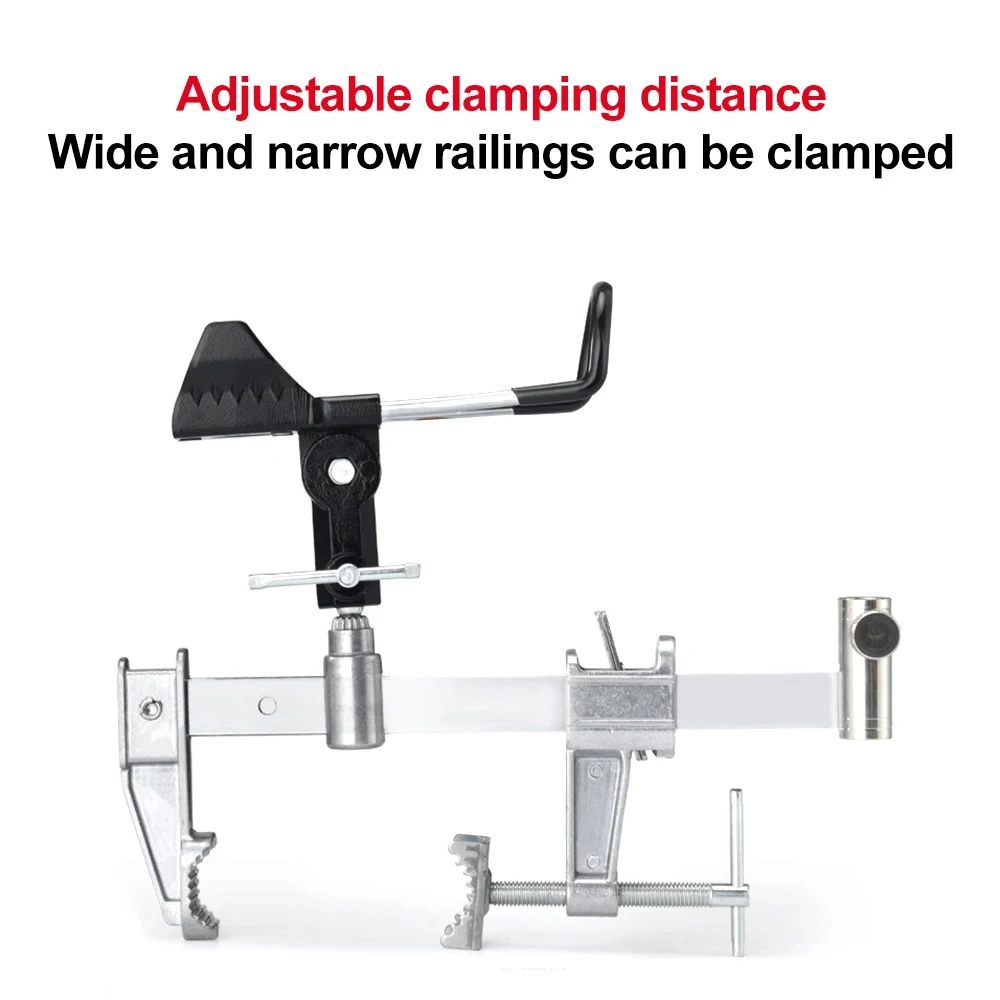 Boat Fishing Rod Fishing Support Holder Adjustable 360 Clamp On Type Racks Bracket Bridge Railing Hand Pole Sea Pole Turret