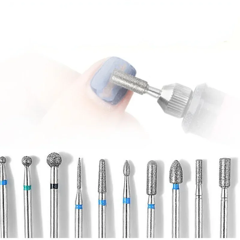 Diamond Milling Cutters for Manicure Electric Clean Foot Cuticle Nail Machine Nail Polishing Tool 10Pcs