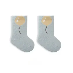 Children's Cartoon Thermal Socks - Cozy Middle Tube Trampoline Stockings - 1-3 years old (Blue)