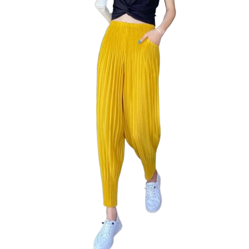 Pleated Wide-leg Pants Casual Radish Leggings Women's Slimming Cropped Harlan Pants Summer Thin All-match Bloomers