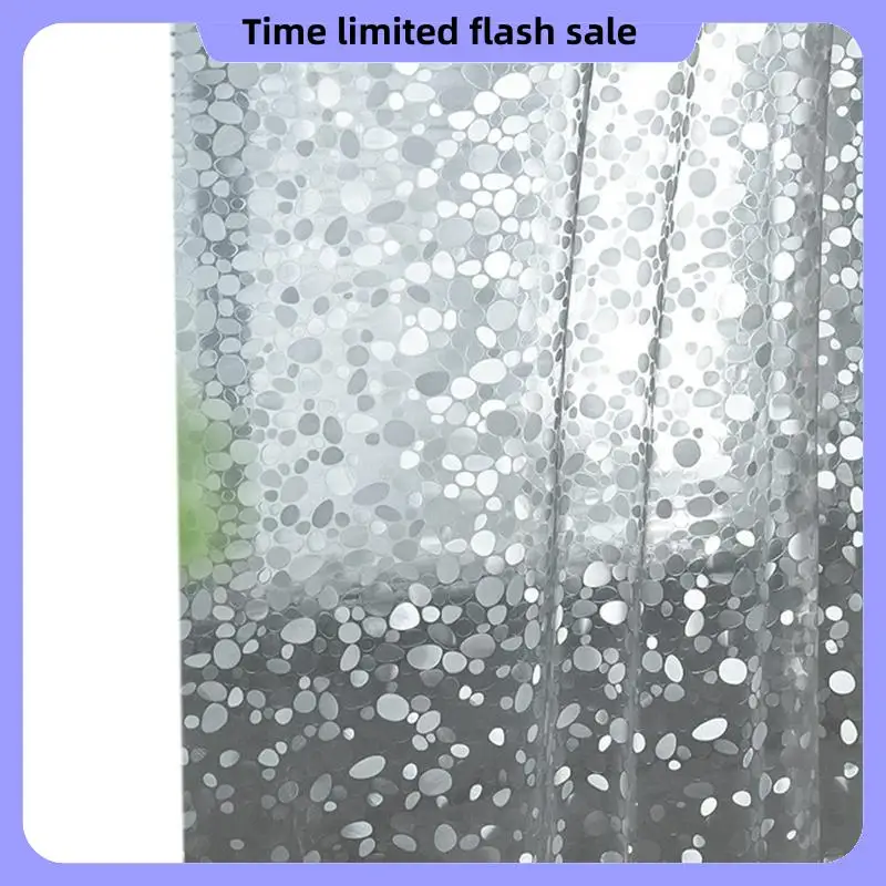 A40T Transparent Shower Curtain Lining, Pebble Pattern Lightweight Plastic Bathroom Shower Curtain