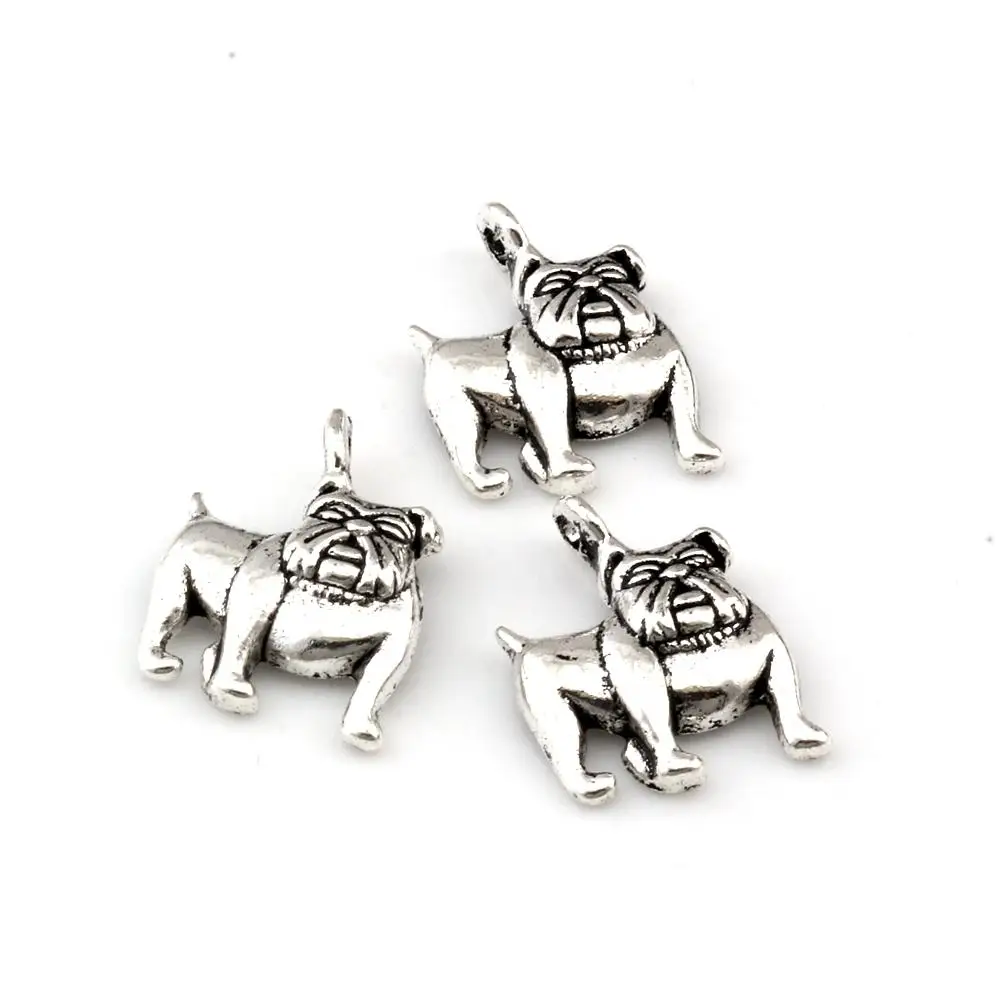 100Pcs Alloy Cute Bulldog Charms Pendants For Jewelry Making Bracelet Necklace DIY Accessories 13x17mm  A-225