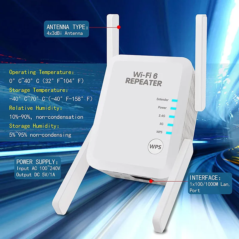 wireless wifi router AX1800Mbps WiFi 6 Extender WiFi Range Repeater 2.4Ghz and 5.8Ghz Dual-Band Wireless Signal Booster with Ethernet Port best gaming router