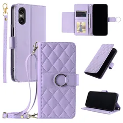Elegant Flip Leather Wallet Phone Case with Long Lanyard and Card Holder for Sony Xperia 5 IV (Purple)