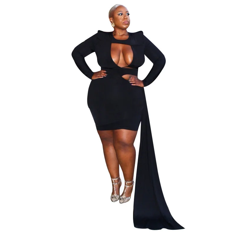 

Cutubly Bodycon Dress Clubwear Ribbons Solid Basic See Through Hole Party Dresses Sexy Club Womens Long Sleeve Black Outfits