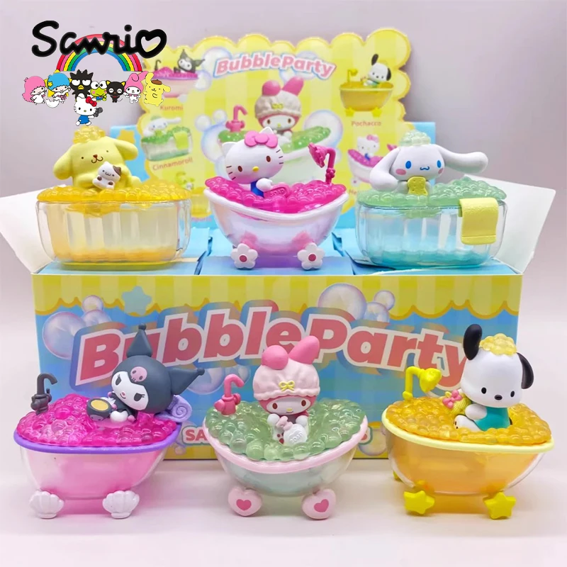 

Sanrio Bath Series глухая коробка Kuromi Kawaii, украшения для ванной комнаты, коробка сюрпризов, милая кукла, настольное украшение, таинственная игрушка, модель