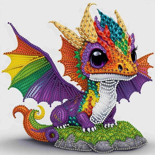 DIY Colorful Dragon Diamond Painting Acrylic Desktop Ornament