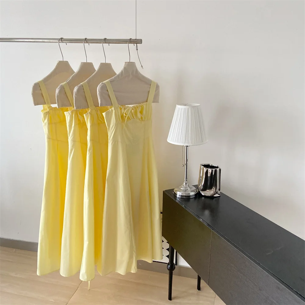 French Vintage Strap Birthday Party Dress High Split Lace-up Summer Off Shoulder A-line Sleeveless Prom Robe Solid Vestido Mujer