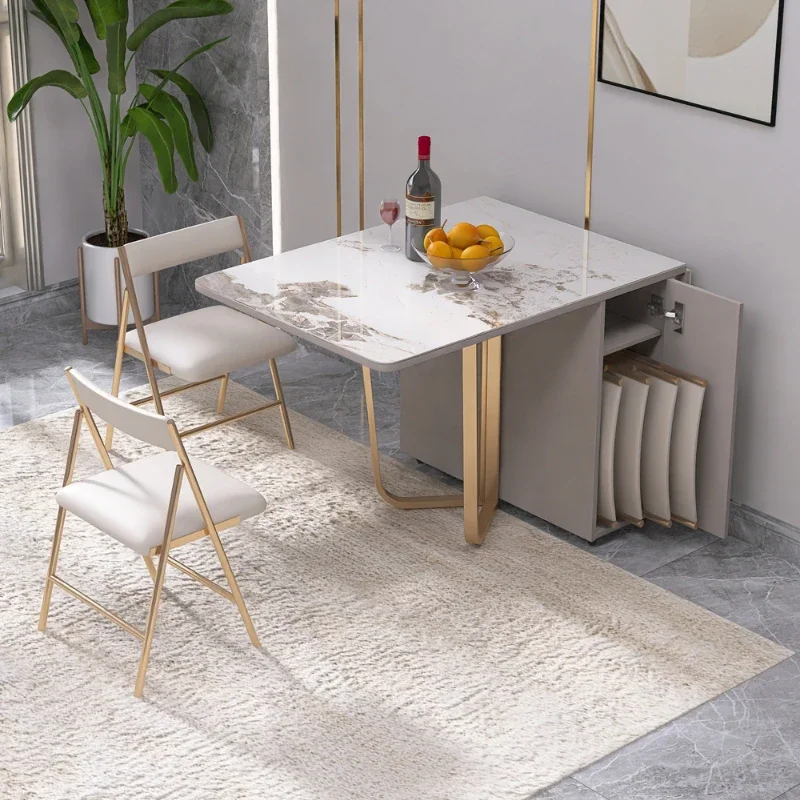 Extendable Modern Dining Room Sets Luxury Space Saving Kitchen Folding Table Chairs Home Italian Meuble De Cuisine Furniture