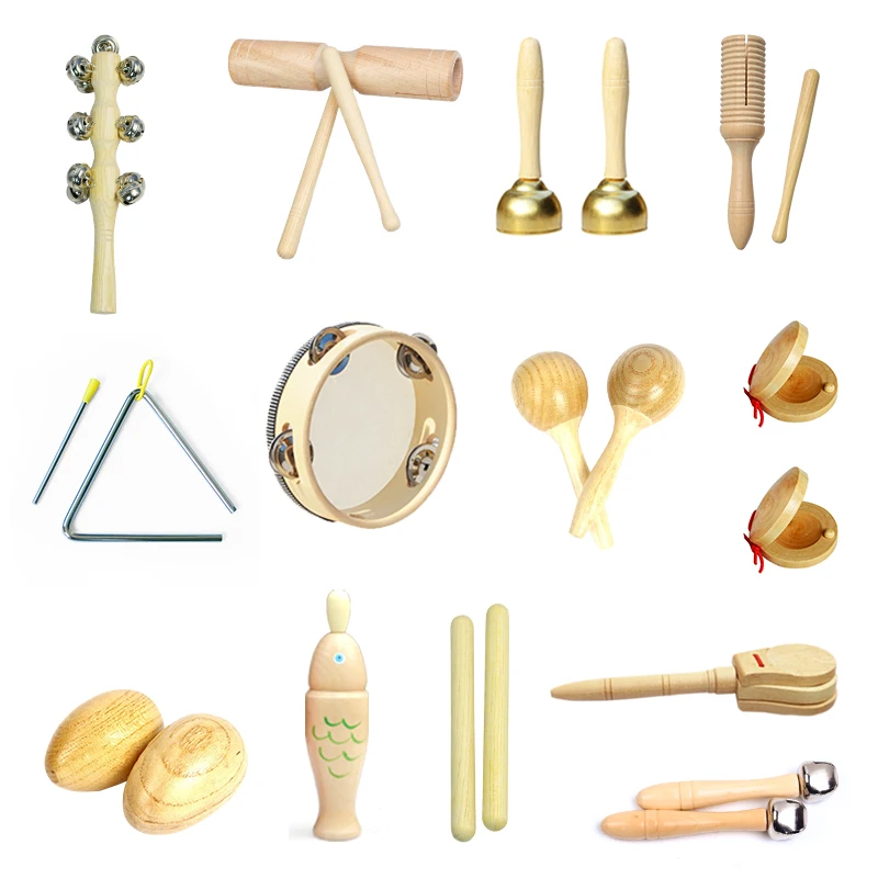 Toddlers Early Education Castanet Sand Hammer Tambourine Kindergarten Orff Percussion Instrument Musical Toys for Baby 1pc 2