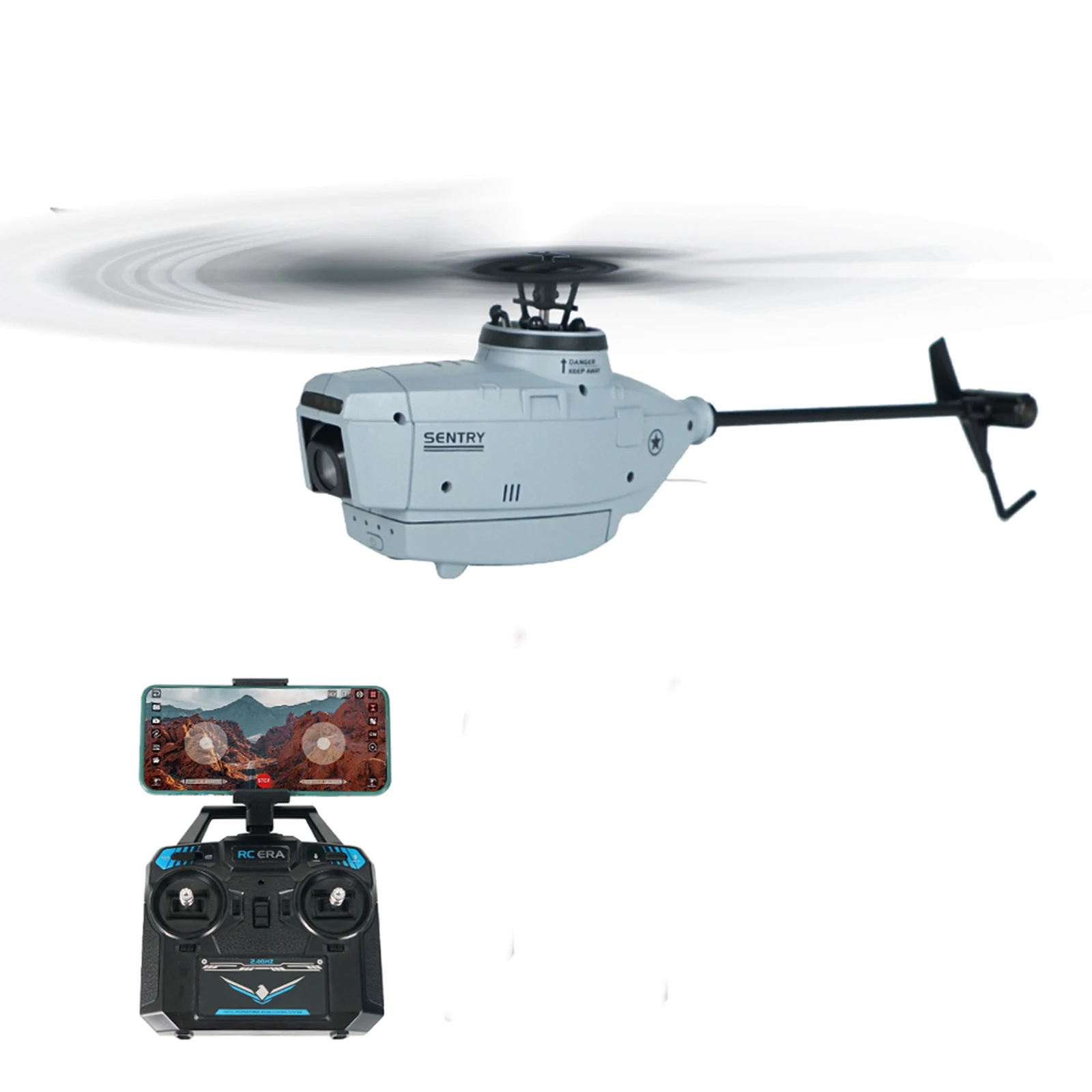 RC ERA C127 2.4G 4CH 6-Axis Gyro Altitude Hold Optical Flow Localization Flybarless RTF Sentry Helicopter with 720P Camera Drone 1 RC ERA C127 2.4G 4CH 6-Axis Gyro Altitude Hold Optical Flow Localization Flybarless RTF Sentry Helicopter with 720P Camera Drone 1