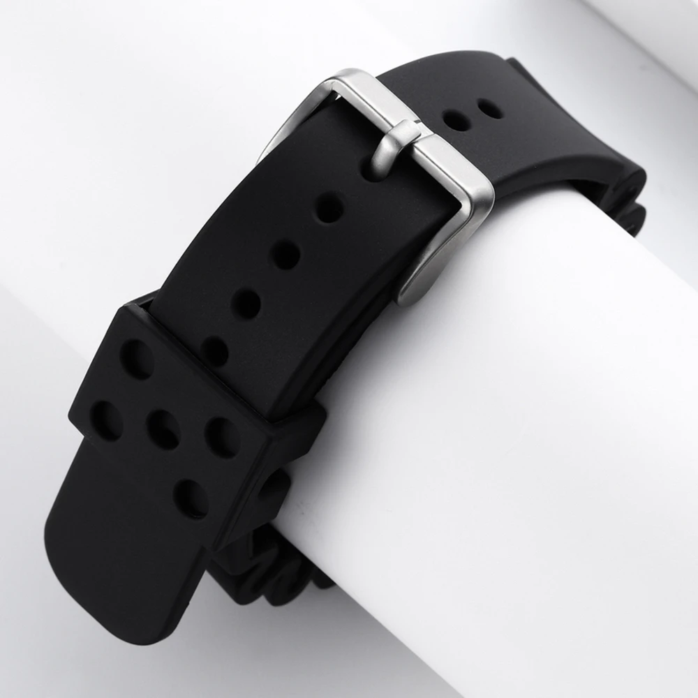 남성용 실리콘 워치밴드 20mm 22mm, 다이빙 고무 시계 스트랩, 실버 스테인레스 스틸 버클, 인기 시계 교체 스트랩