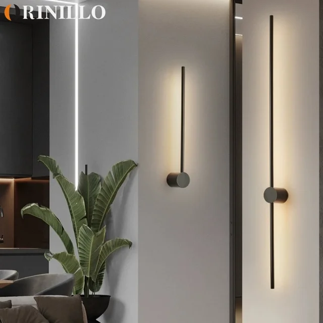 โมเดิร์นมินิมอลนําโคมไฟติดผนังหมุนในร่มโคมไฟติดผนังยาวห้องนั่งเล่นห้องนอนโคมไฟติดผนังพื้นหลัง 1