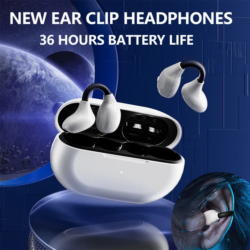 

New Ear Clip Wireless Headphones TWS Bone Conduction Earphones Bluetooth 5.3 Low latency Waterproof Sports Comfortable To Wear