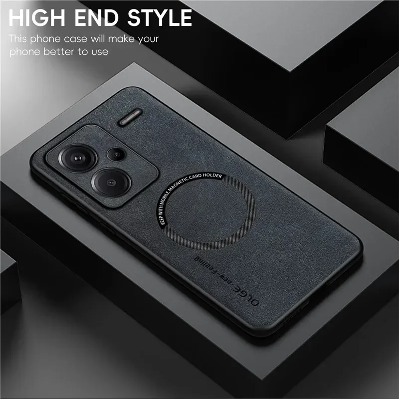 Magnetic Retro Leather Wireless Charging Phone Case Cover