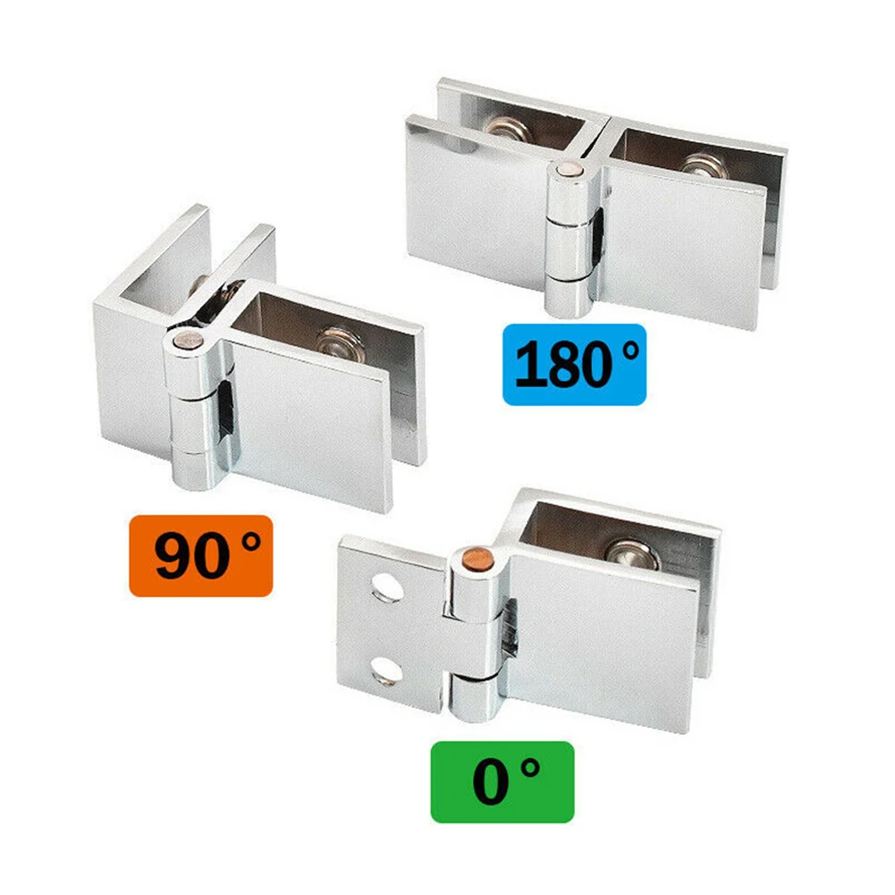 90 180 Degree Bilateral Clip Home Easy Install Glass Clamp Zinc Practical Durable Cabinet Door Hinge Bathroom Furniture Cupboard