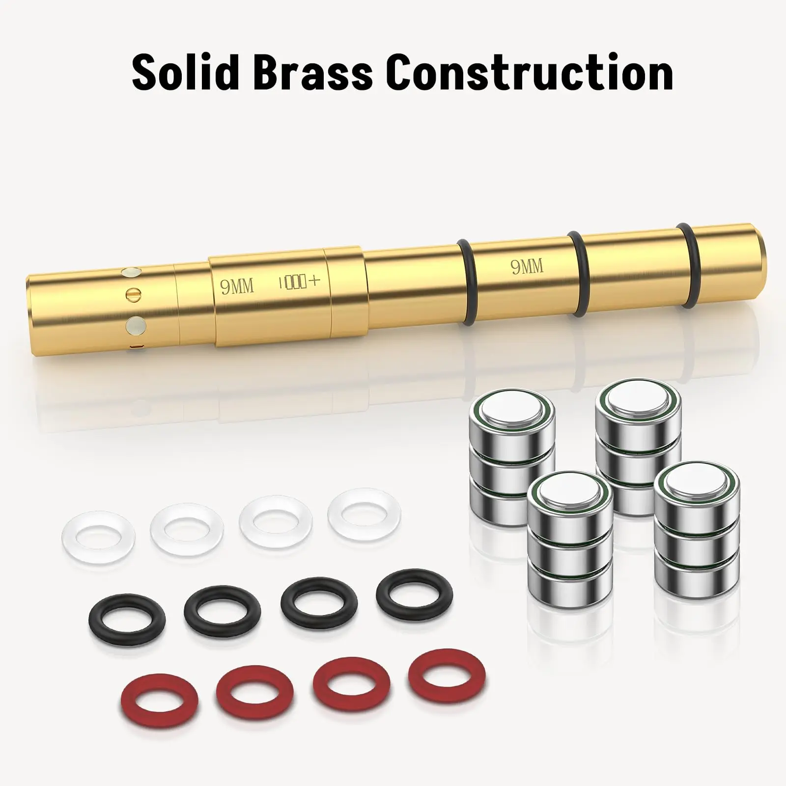 Red Laser Bore Sight For .22LR 9MM .223Rem.38SPL.380 Cal End Barrel Boresighter with 4 Sets of Batteries and Spare O-Rings