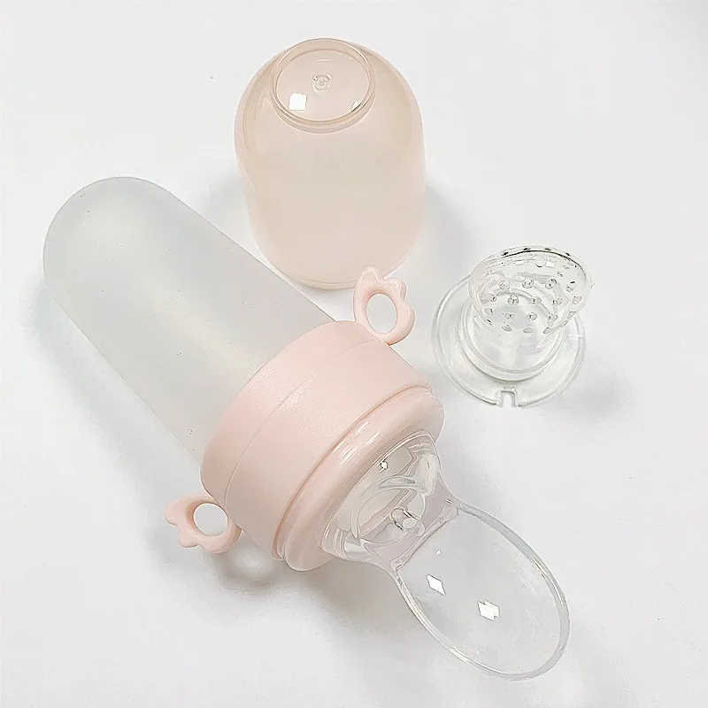 Squeezing Feeding Bottle Silicone Newborn Baby Training Rice Cereal Food Spoon Supplement Feeder Safe Useful Tableware For Kids silicone feeding spoon silicone cutlery set learning spoons baby cutlery