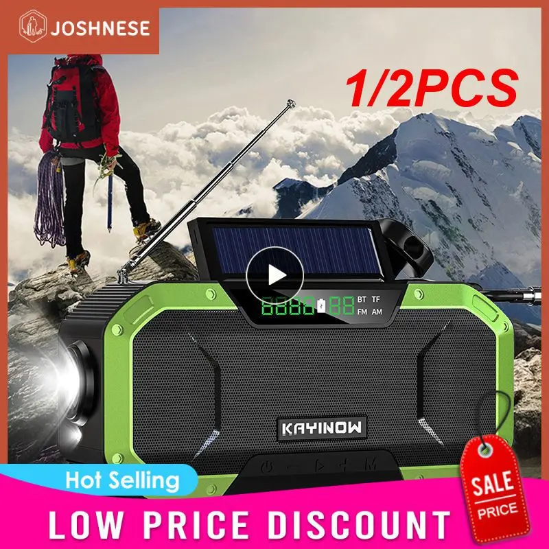 

1/2PCS KAYINOW Portable Emergency Solar Hand Crank Radio 5000mAh Power Bank Cranker Flash Light Camping Radio Survival Kit Radio