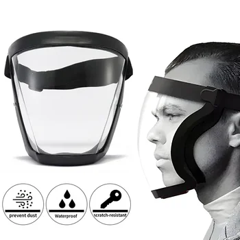 Full Face Shield Mask trasparente Head Eye Safety Cover protettiva occhiali visiere per schermo polvere antivento antiappannamento utensili da cucina