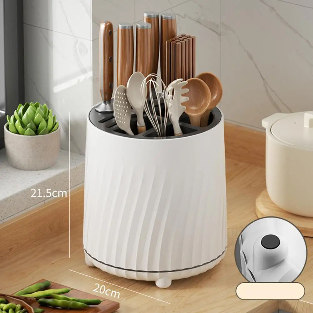 

YOUZI Chopstick Holder Rotary Rack Multi-functional 360-degree Rotating Kitchen TOOL Fork Rack Storage Box