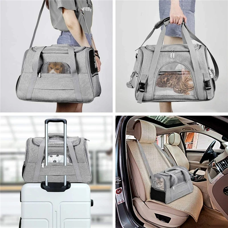 

Soft Pet Carriers Portable Breathable Foldable Bag Cat Dog Carrier Bags Outgoing Travel Pets Handbag with Locking Safety Zippers
