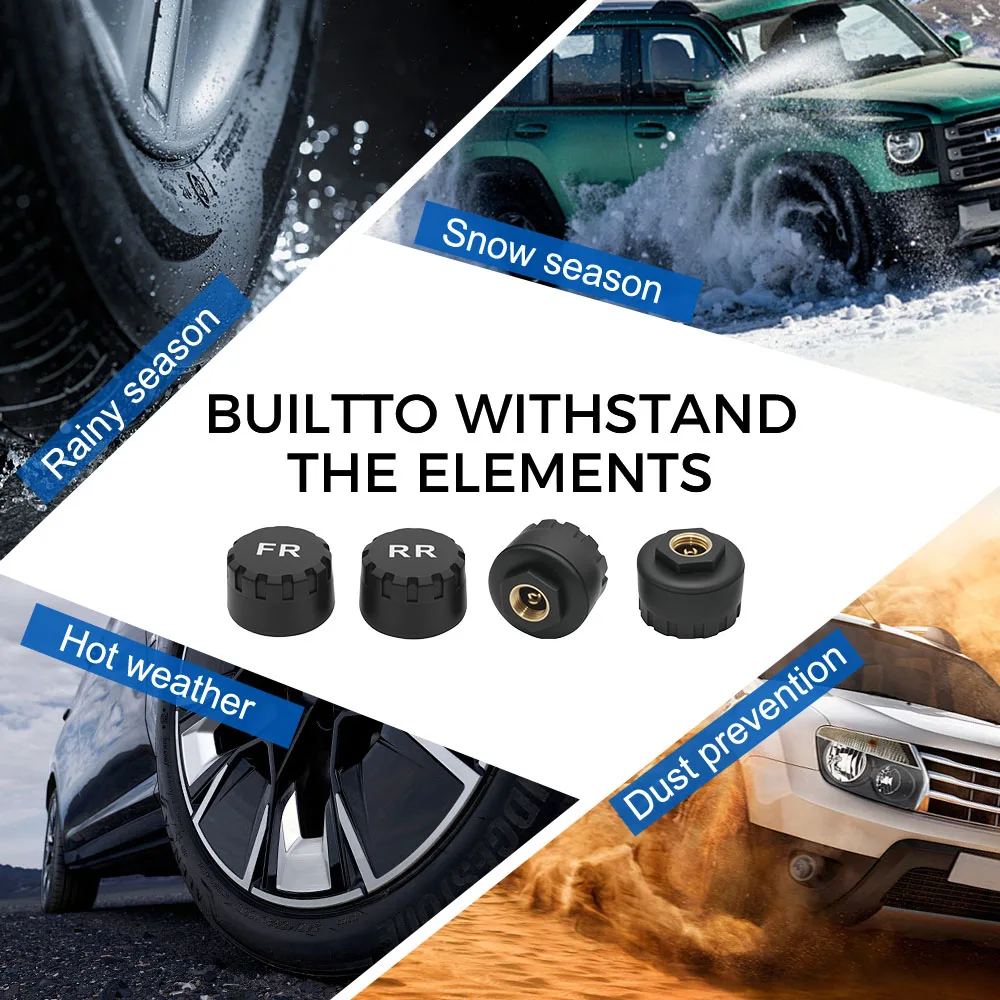 Universal Auto Solar TPMS with Car Security and Temperature Warning Features