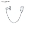 YUXINTOME 1 PC 925 en argent Sterling aiguille d'oreille coloré Zircon chaîne gland boucles d'oreilles pour les femmes deux trous boucle d'oreille bijoux A45