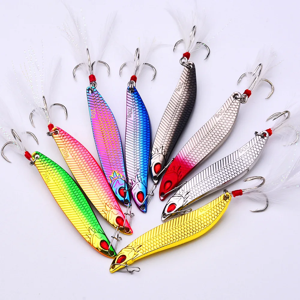 Leurres de pêche à la truite Lot de 2 hameçons triples en métal Argent/doré 28 g Forme d'hélice