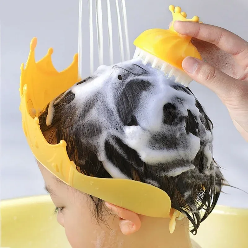 Baby Bath Caps Toddle Shampoo Cup Crown Children Bathing Bailer Baby Shower Spoons Child Washing Hair Cup Kids Bath Tool hair wash hat,shampoo shower cap,hair washing cups,shampoo rinse cup,bath tool