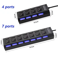 USB HUB 4/7 Port Multiple Expander With ON/OFF Switch Multi USB Splitter Hub 4ports 7ports Adapter Computer Accessories 3