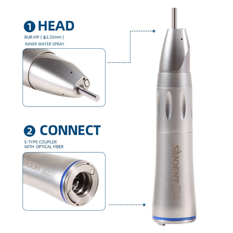 Dental Surgical Straight Handpiece External / Inner Water Spary NoseCone 1:1 Fiber Optic motor for NSK / 6Hole air motor LED
