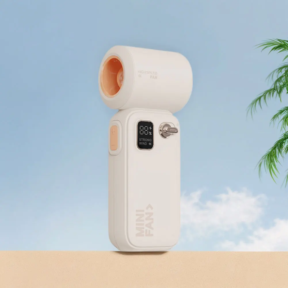High Speed Fan LED Display Handheld Turbo Fan Rechargeable Electric Cooling Fan Mini Personal Fan for Outdoor Travel