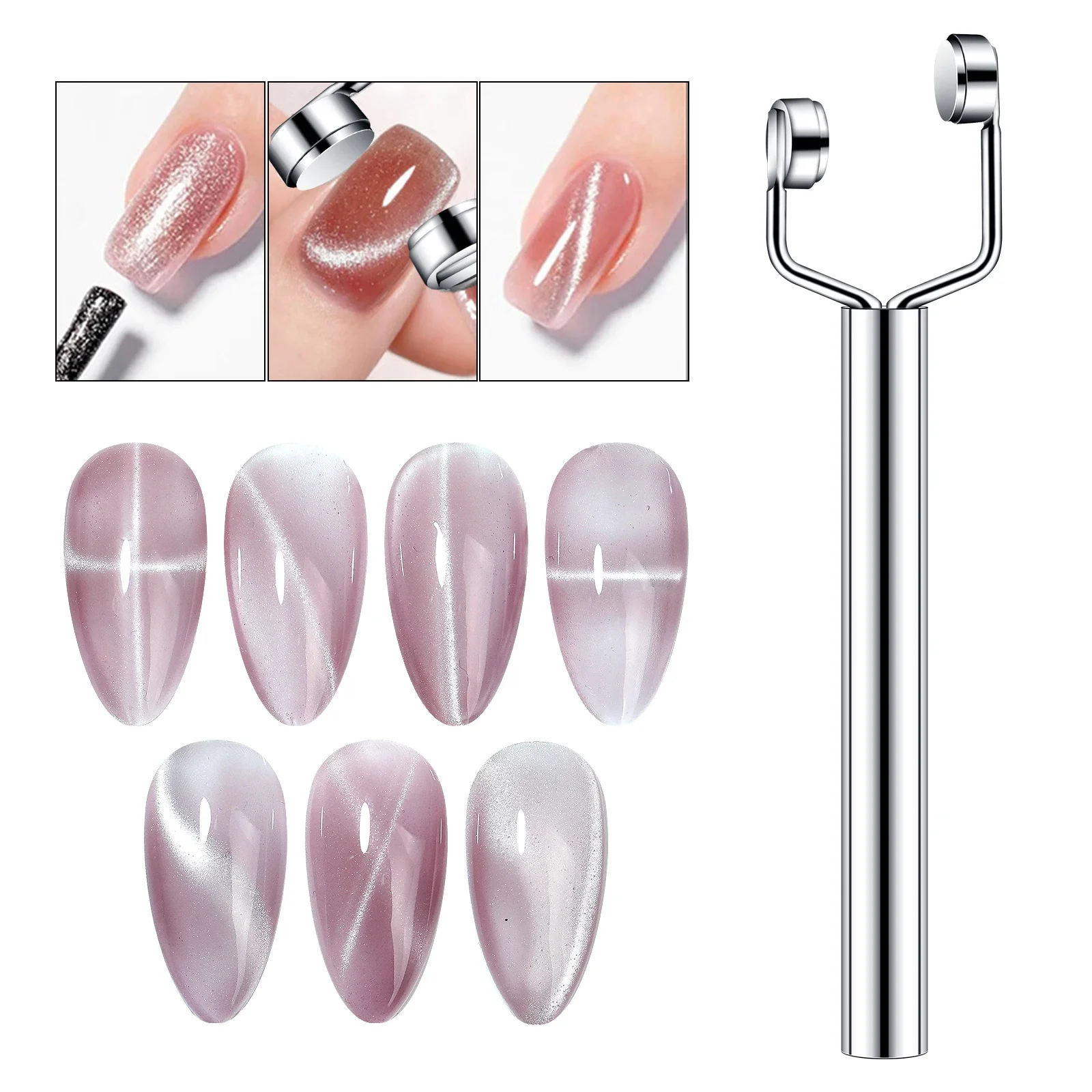 Nail Art Cat Eye Glue Magnet 3 in 1 Y Cat Eye French Magnet Large Cylinder Nail Tools Multifunctional Magnetic Stick