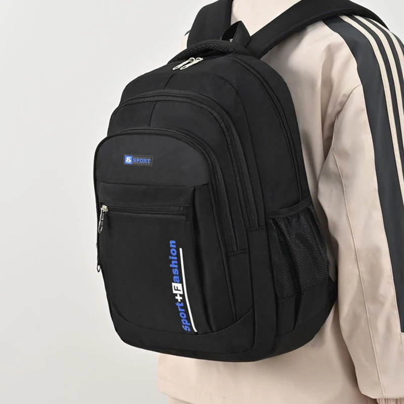 Neutral style backpack for men and women, suitable for students' travel and outings, with multiple pockets for organization 4