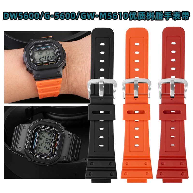 Per Casio Cinturino In Silicone G-Shock Resin Dw-5600 Gw-B5600 Gw-M5610 Dw5600E G-5610 Gw-M5610 Cinturino In Gomma Impermeabile 16Mm