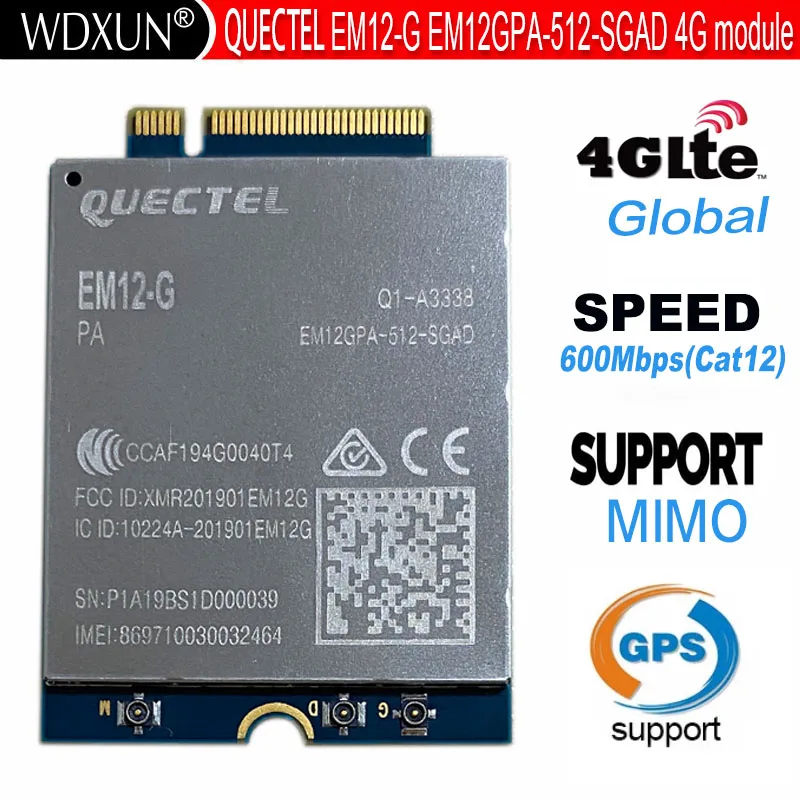 

Quectel EM12-G EM12 LTE-A Cat12 M.2 Модуль 600 Мбит/с и 150 Мбит/с
