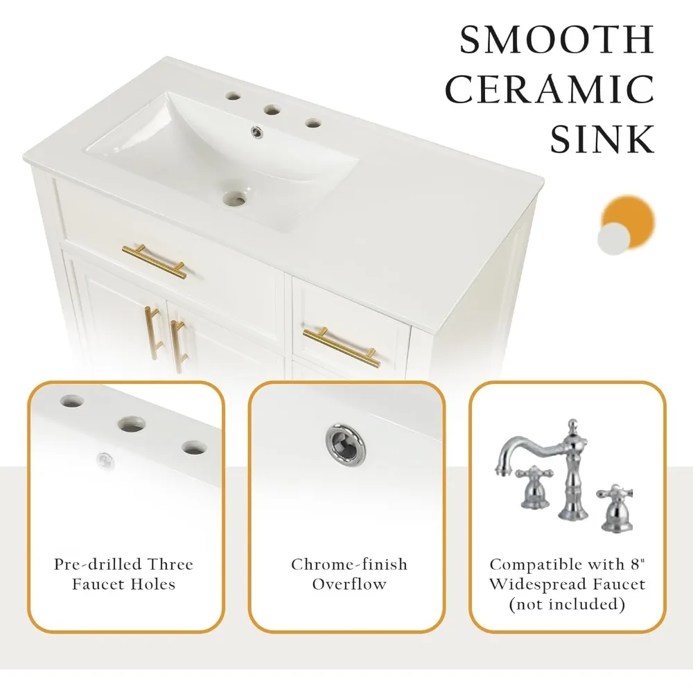 Bathroom Vanity with Sink, Bathroom Storage Cabinet with 3 Drawers, Wood Bathrooms Vanity Set, 36" Bathroom Vanity with Sink 3