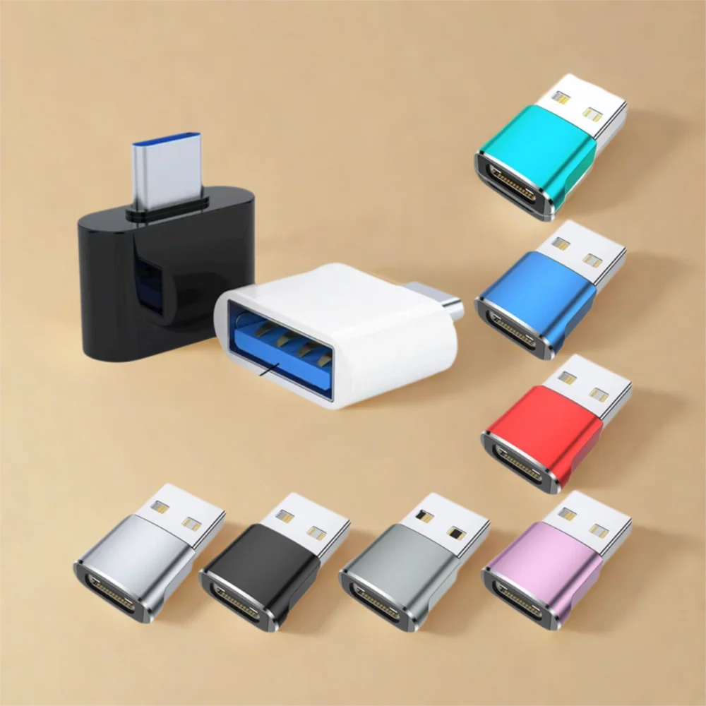 Type-C 포트 용 1 Pcs 미니 블랙 USB 2.0 유형 C USB 남성 어댑터 알루미늄 금속 색상 USB-C 남성 OTG 변환기 액세서리