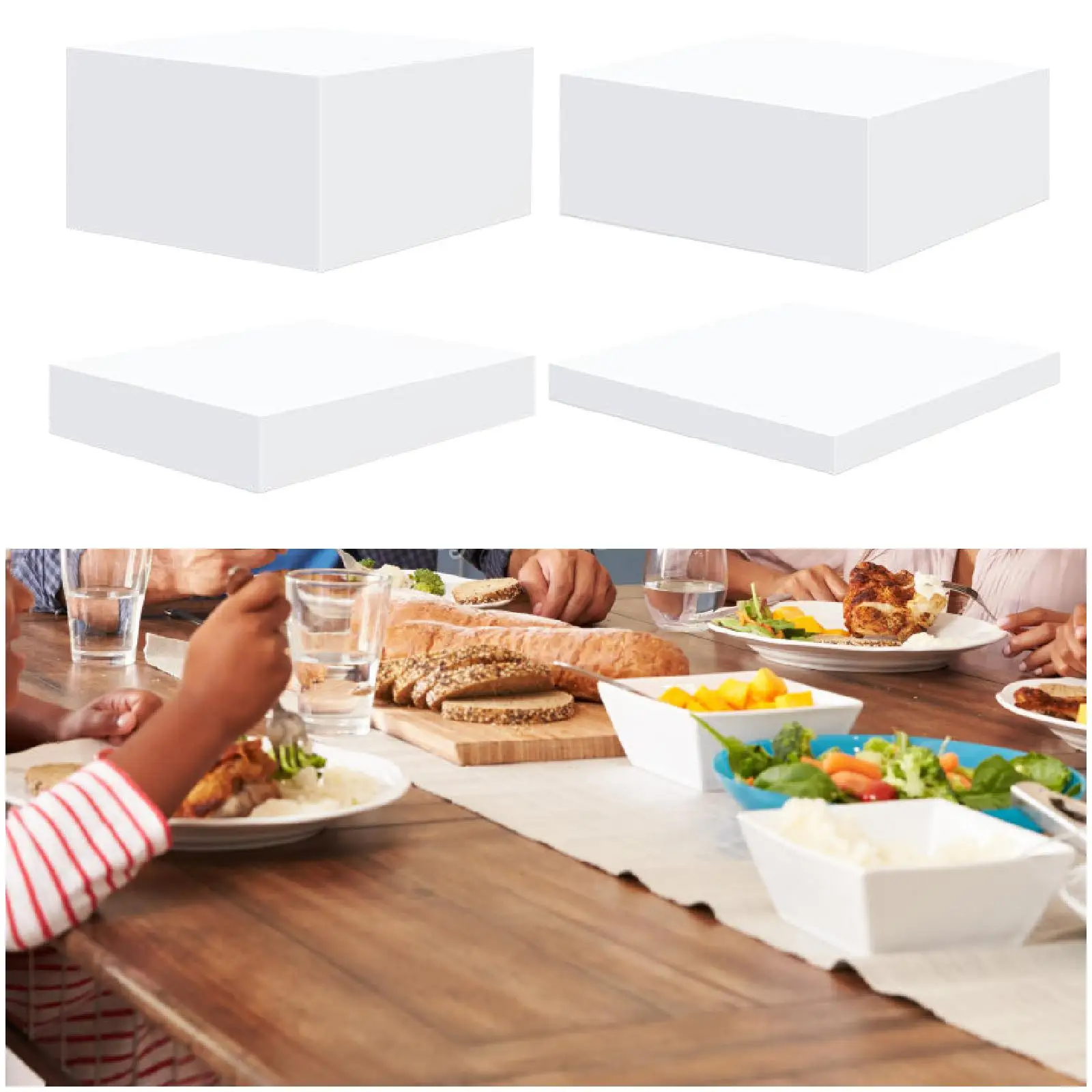 4x Acrylic Display Riser Box Food Display Stand Table Stand Nesting Riser Stands for Food Cake Collection Jewelry Cosmetics