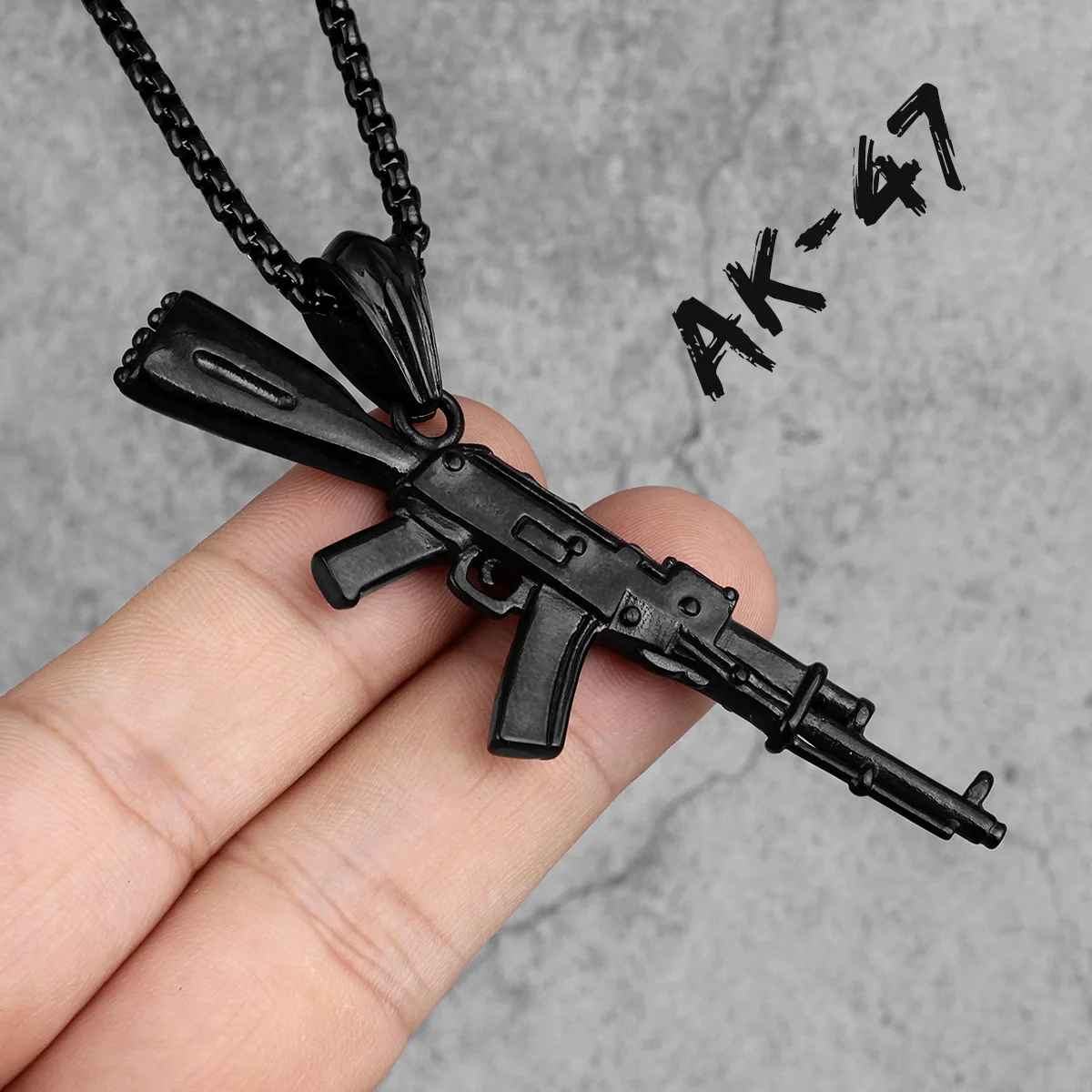 Stainless Steel AK47 Pendant Necklace for Men - Punk Trendy Jewelry Gift