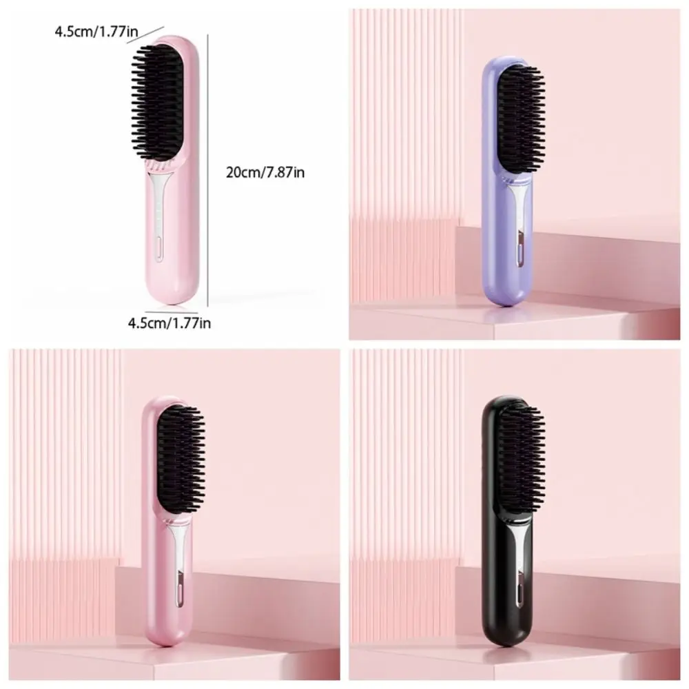 Fast Heating Wet Dry Hair Straightener Negative Ions USB Charging Portable Hair Comb Professional Wireless Heating Comb